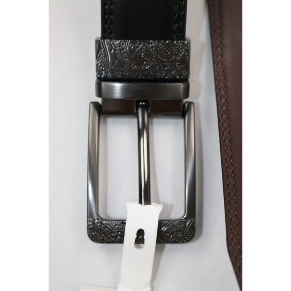 Robert Graham BAROLO REVERSIBLE BELT Black/Brown Leather Men's Size: 38 $98 - Picture 3 of 7